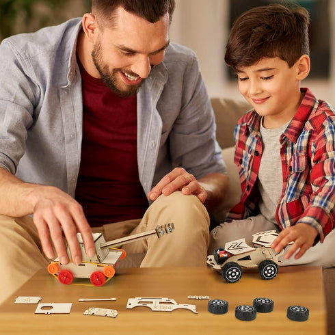 6 in 1 STEM Kits for Kids Age 5-12, Wood Car Building Electric Model Kit, Birthday Gift for Boys and Girls