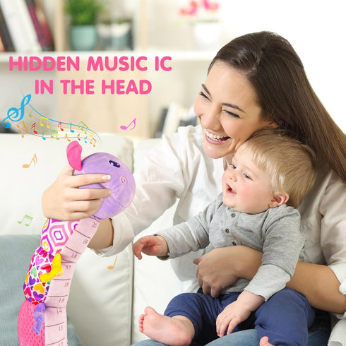 Baby Toy 0-12 Months,Baby Infant Musical Stuffed Animal Soft Toy with Multi-Sensory Crinkle, Rattle & Textures,Baby Girl Toy Birthday Gift,Caterpillar,Purple