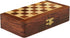 Classic Wood Magnetic Travel Chess Board Set - 7 X 7 Inch Folding Game Board Handmade in Fine Rosewood