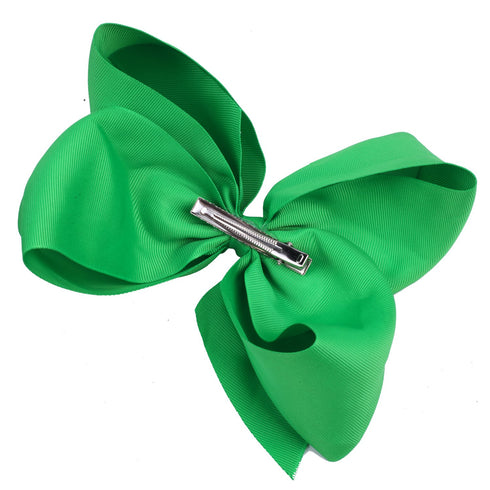 Huge Boutique Hair Bows Alligator Clips 6 Pcs 8 Inch for Women, Teens, Baby Girls (Green)