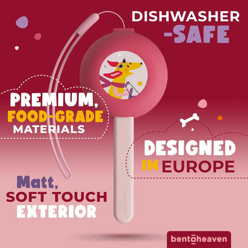 Bentoheaven Kids Travel Utensils with Case, Food-Grade Stainless Steel & BPA-Free Plastic, Travel Kid Cutlery Set, Dishwasher Safe Fork, Spoon & Case, Reusable Flatware, Silverware for Kids(Dachshund) by Bentoheaven