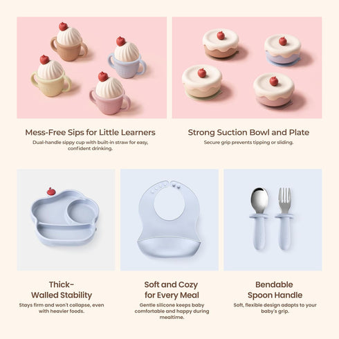 Cozy Rock Set, Set, Silicone Baby Feeding Gelato Collection Baby Led Weaning Supplies, First Self-Feeding Ice Cream
