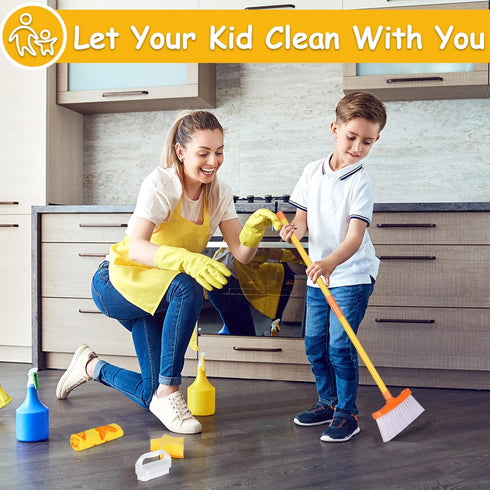 Set, 8 Set, Masthome Kids Cleaning Piece Cleaning Toys Includes Mop, Broom, Brush, Dustpan, Microfiber Cloth, Cleaning