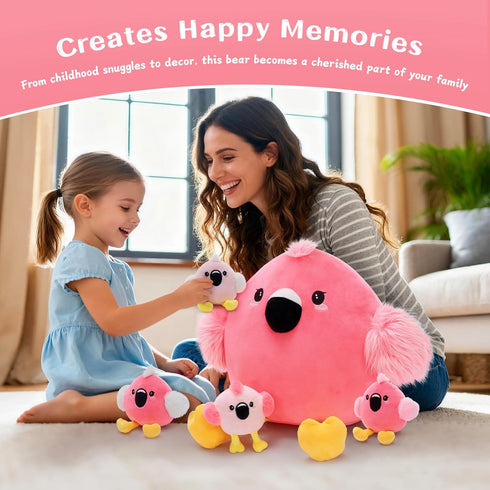 Tummy Mommy 4 Tezituor Pink Flamingo Stuffed Animal,Easter Valentines Gifts Flamingo Plush for Girls Kids Toddlers