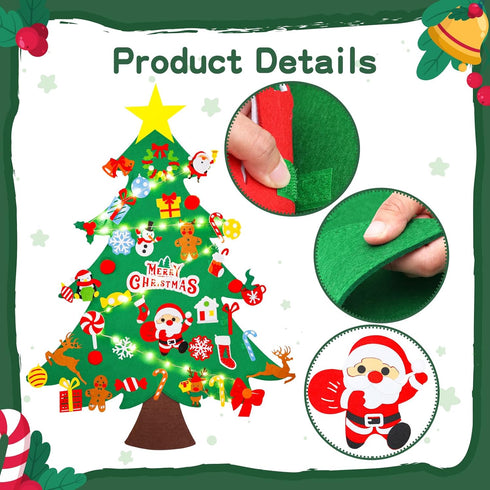 Max Fun DIY Felt Christmas Tree Set, 3.2Ft with 41 Ornaments for Kids Toddlers Home Wall Hanging Christmas Craft Kits