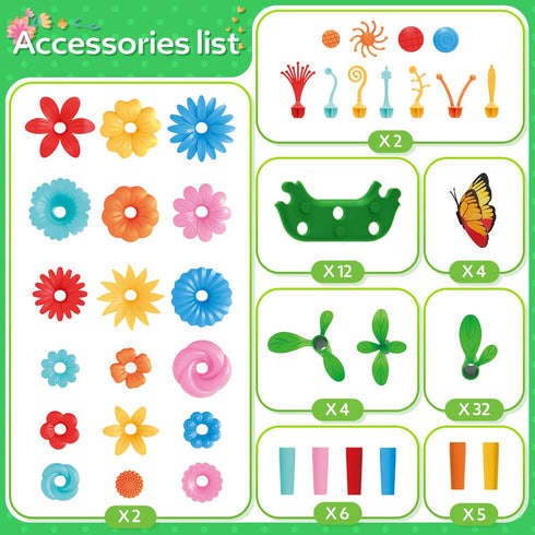 YEEBAY Flower Garden Building Toys for Girls Age 3-7 - STEM Gardening Pretend Toys, Stacking Game, Educational Activity