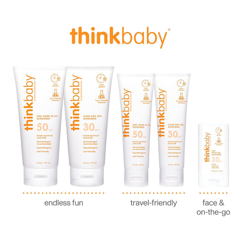 Thinkbaby SPF 50+ Baby Mineral Sunscreen, Safe, Natural Sunblock for Babies, Water Resistant, 3 Oz.