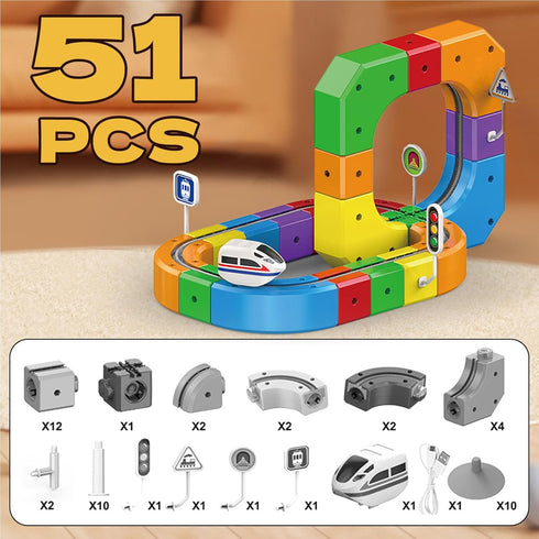 Niville Sets,Building Sets,Gravity 3D 3 4 5 6 7+ (51PCS-one Electric Magnetic Train Track Toy Train TrackMagic Cars