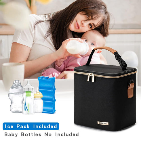 Pack 6 9 Breastmilk Cooler Bag with Ice Fits Baby Bottles Up to Ounce, Baby Bottle Bag with Shoulder Strap for Nursing