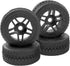4Pcs ShareGoo 1/8 Buggy Tires, OD 4.4'', Rubber Tires & 17mm Hex Hub Wheel Rims Set for Redcat Teamc Losi HPI Kyosho
