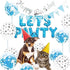 Dog Cat Birthday Party Supplies - Paw Print Balloons, Sequined Balloons, Happy Birthday Banner Decoration