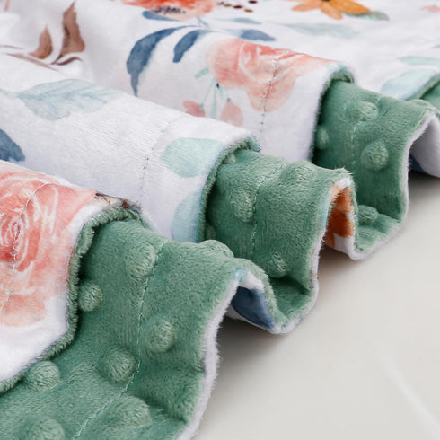 BORITAR Baby Blankets, Super Soft Plush Mink Fabric for Boys & Girls, 30 x 40 Inch Floral Receiving Blankets