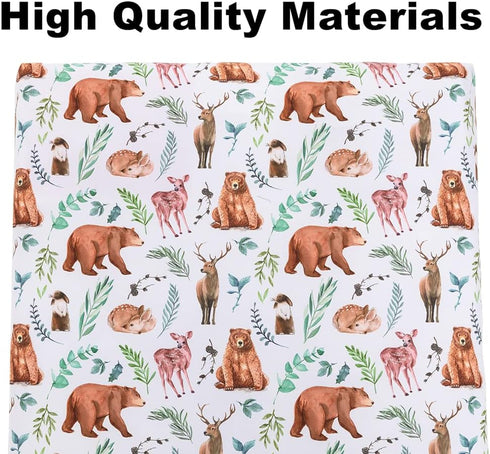 Jola's House 4 Pack Set Woodland Forest Animals Wood Neutral Unisex Fitted Baby Crib Sheets for Baby Boys or Girls