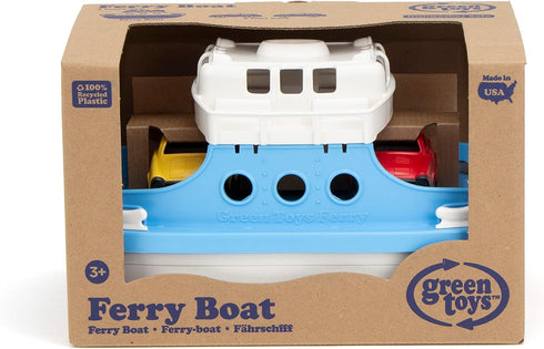 Blue/White Green Toys Ferry Boat with Mini Cars Bathtub Toy, Standard