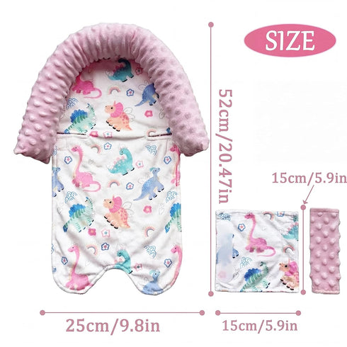 Baby Head Support and Strap Covers for Car Seat,Minky Infant Carseat Headrest for Newborn, Infant Car Seat Insert Pad
