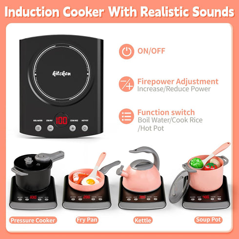 Playset, 168 Toy Play Food, Play Kitchen Accessories, Kitchen Pretend Cooking Play Pots, Pans, Utensils Cookware