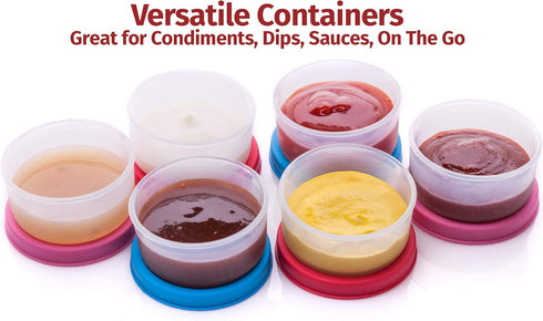 SIGNORA WARE Condiment Containers with Lids, 6 pk. 1.3 oz. Small Food Storage Containers for Salad Dressing, BPA Free