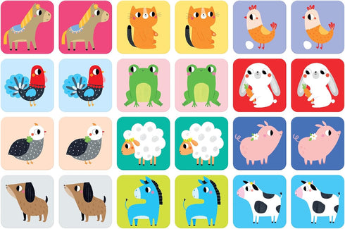 24 2-4 Banana Panda Suuuper Size Memory Game - Farm Animals - Classic Toddler Game Includes Extra-Large Cards - Play