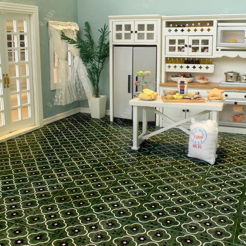 iLAND Dollhouse Flooring on 1/12 scale, Miniature Dollhouse Accessories, 60pcs Double-Sided Floor Tiles