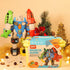 5-in-1 Magnetic Vehicles Playset Toy, Transform to Robot, Building Action Figures Kit with Storage Box, Gift for Kids