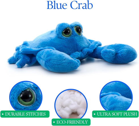 9 inches The Petting Zoo Crab Stuffed Animal, Gifts for Kids, Bright Eye Ocean Animals, Blue Crab Plush Toy