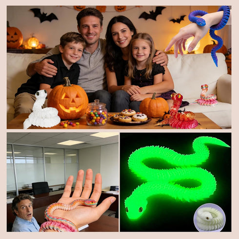 OGCHFZC 12 3D 12.8 inch 3D Pcs Printed Snake, Flexible Printed Snake Stuff Decorative for Kids Home Decor Gifts