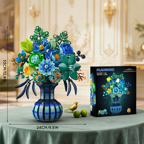 Set, 1309 12+ PLAXSOON Flowers Building Gift for Mothday Day Flower Bouquet Botanical Collection Building Block Kit