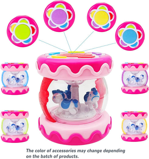 LDRYWW 18+ 2 3+ Baby Girl Toys Months Hand Drum Rotating Musical Light Up Sensory Activity Crawling Toys Year Old