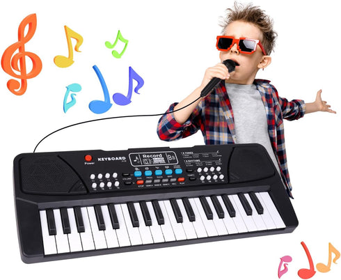 M SANMERSEN Upgraded Kids Piano Keyboard 37 Keys with Microphone, Music Toys
