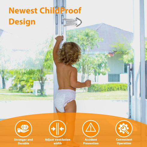 6 Pack Child Proof Sliding Door Locks for Kids Safety - Window Locks for Sliding Closet and Glass Doors