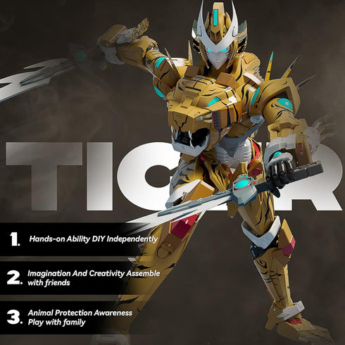 STOULKD 6-12 Animal Transforming into Leopard Robot Toy with Tiger Action Figure, Deformation Robot for Boys & Girls