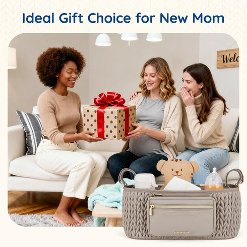 mommore Stroller Organizer with Insulated Cup Holders, Adjustable Stroller Caddy with Detachable Phone Bag, Stroller