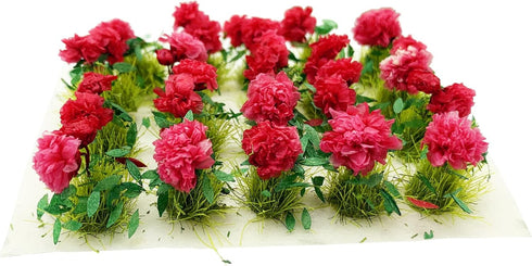 20Pcs Miniature Flower Cluster Grass Flower Tufts for Mini Dollhouse Fairy Garden Railway Simulated Static Scenery Micro Landscape Model (Red)