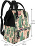 QSMJKLD Backpack Mommy Daypack Cactus Pattern Diaper Bag with Changing Pad, Pacifier Holder - Multifunction Travel