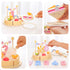 Playset 3 4 5 UMU Wooden Birthday Cake Pretend Kitchen Toy with Candles Numbers Fruits & Toppings Wooden Play Food