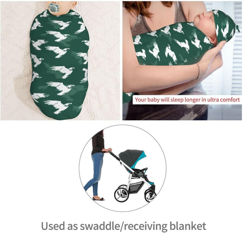 Sets Eagle On Green Background Newborn Swaddle Blankets Hat Soft Baby Receiving Blanket Swaddle Sack for Baby Shower