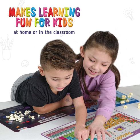 merka Placemats for Kids, 4 Pack Educational Mats for Dining Table, Non-Slip, Washable, Learning US Presidents & USA Map