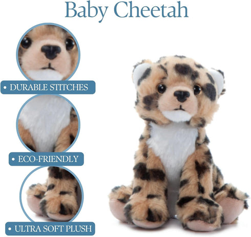 6 inches The Petting Zoo Cheetah Stuffed Animal Plushie, Gifts for Kids, Wild Onez Babiez Zoo Animals, Cheetah Plush