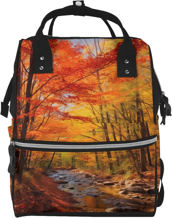 HCBPWVQA Fall Foliage Diaper Bag with Changing Pad and Pacifier Holder, Multifunction Laptop