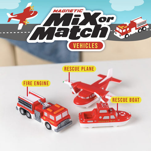 1-3, Set 3 POPULAR PLAYTHINGS Magnetic Vehicles for Toddlers Mix or Match Car Toys, of Gift for Kids - Vehicles, Fire