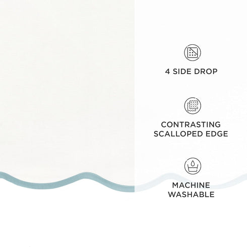 28" 52" 16" Lush Decor Coastal Chic Scalloped Edge Baby Crib Skirt Single W x L + Drop Blue - White Crib Skirt - Baby