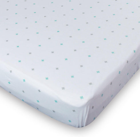 Chevron Blue/Grey Fitted Jersey Cotton Crib Sheet by Ziggy Baby