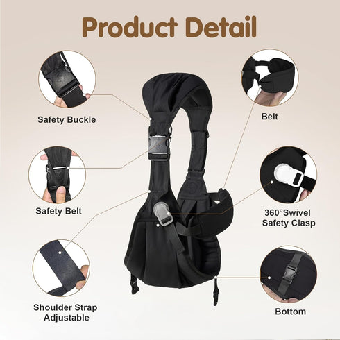 yemyig Carrier,2026 25-60lbs(Black) Baby Sling Carrier,Toddler New Baby Sling with Waist Harness,Portable