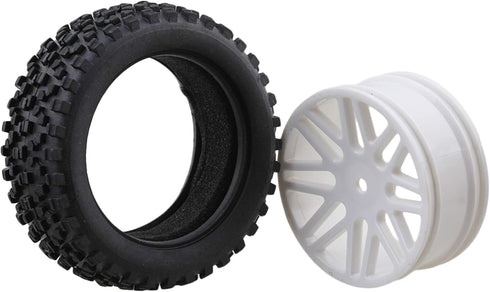 BQLZR 4X White Front Rear Wheel Rim Rubber Tyre Replacement for RC 1:10 Off-Road