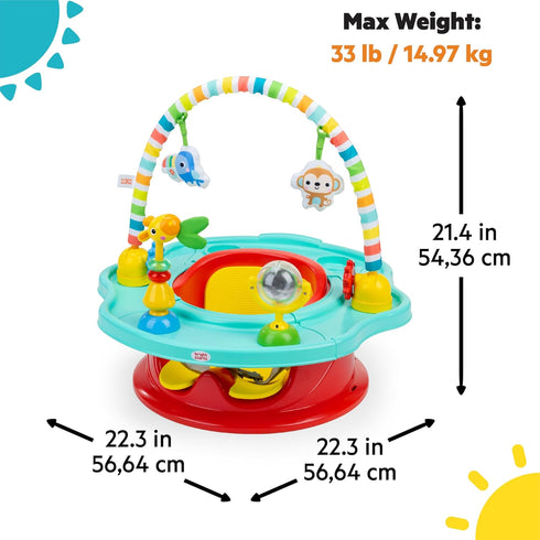 3-in-1 6 Bright Starts SuperSeat Playful Paradise, Baby Activity Seat with Toys, Snacking Tray, Booster Seat, BPA Free