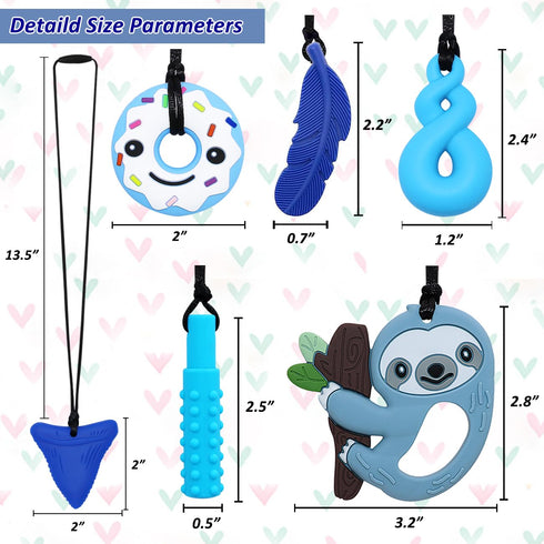 6 Pack Chew Necklaces for Sensory Kids Boys Girls, Chewy Necklace Sensory Toys for Kids with Autism, Silicone Oral