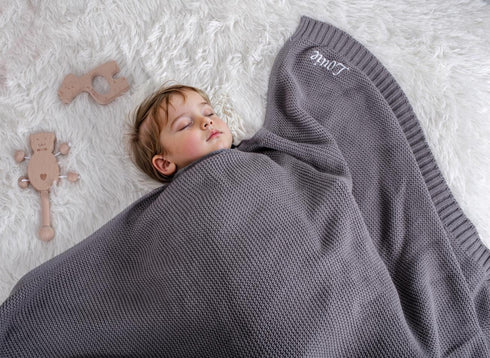 Soft Organic Cotton Knit Receiving Blanket, 100% Luxury Organic Cotton, Cozy Unisex Swaddle Stroller Crib Blanket for