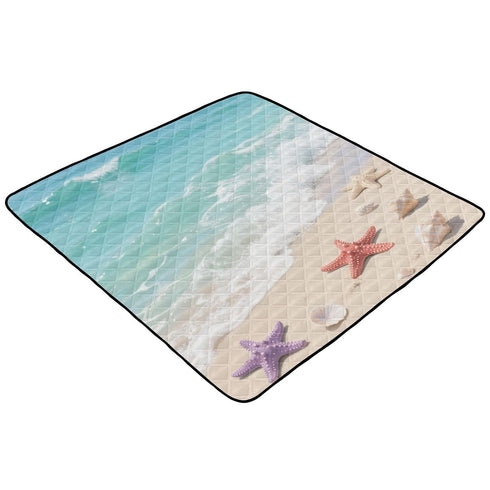 EtherSpher foldablummy 50'' 50''alfombra Blue Shells Large Non-Slip Baby Gym Play mat for Indoor Outdoor Waterproof