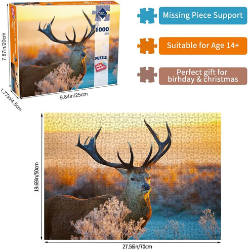 1000 Piece Jigsaw Puzzle for Adults - Red Deer in Morning Sun