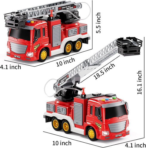 3 4 5 6 7 8 Playset 5-8, Toyset, 3+ JUKUDAHU Fire Truck Toy for Kids Years Old - Fire Trucks with Rotating Ladder